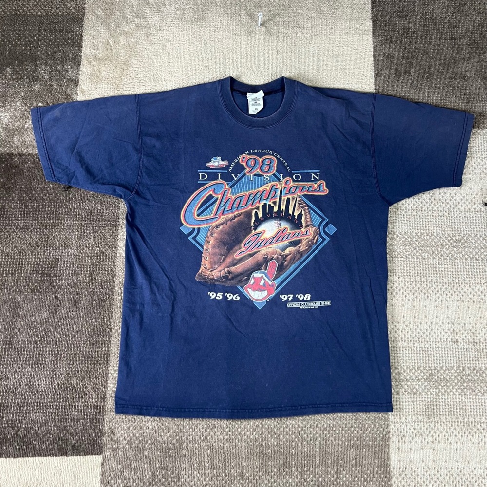 Vintage Cleveland Indians 98 American League Champions T Shirt Pro Player Men XL